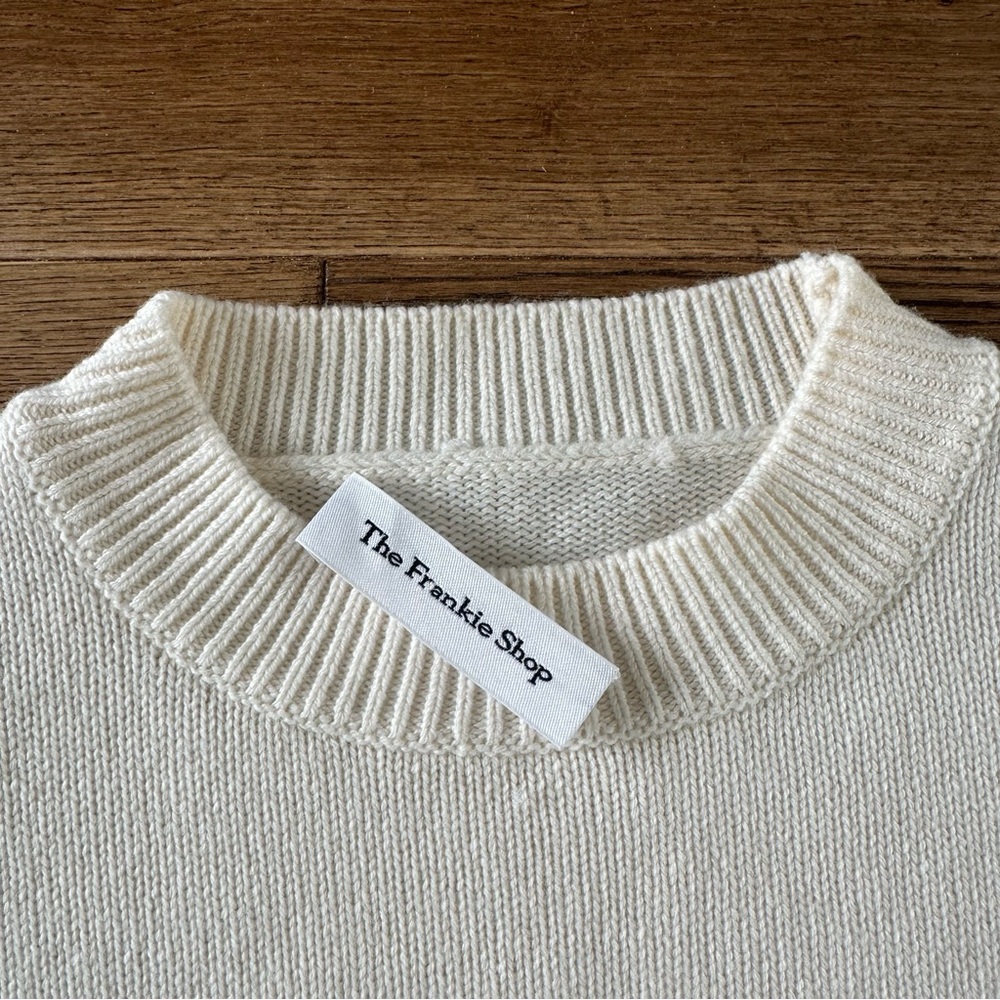 New The Frankie Shop RAFAELA PADDED KNIT SWEATER WOOL CASHMERE IVORY S - Picture 8 of 15